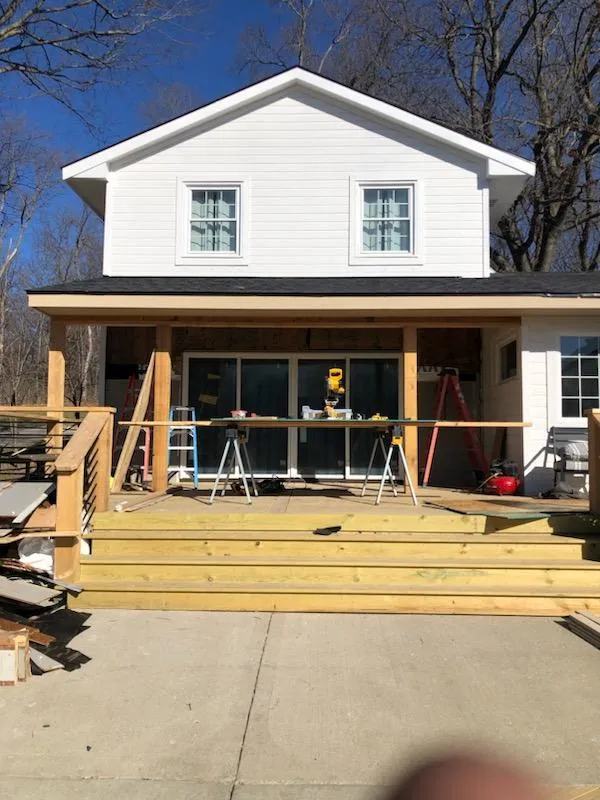 Detached golf simulator accessory building under construction, built for a Ashland, Missouri home