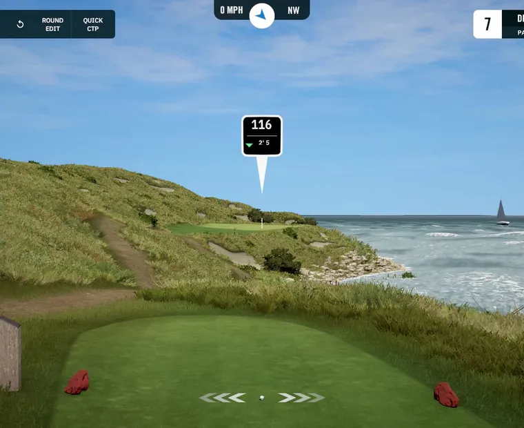 GSPro golf course on a simulator screen