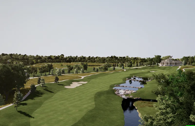 GSPro golf course on a simulator screen