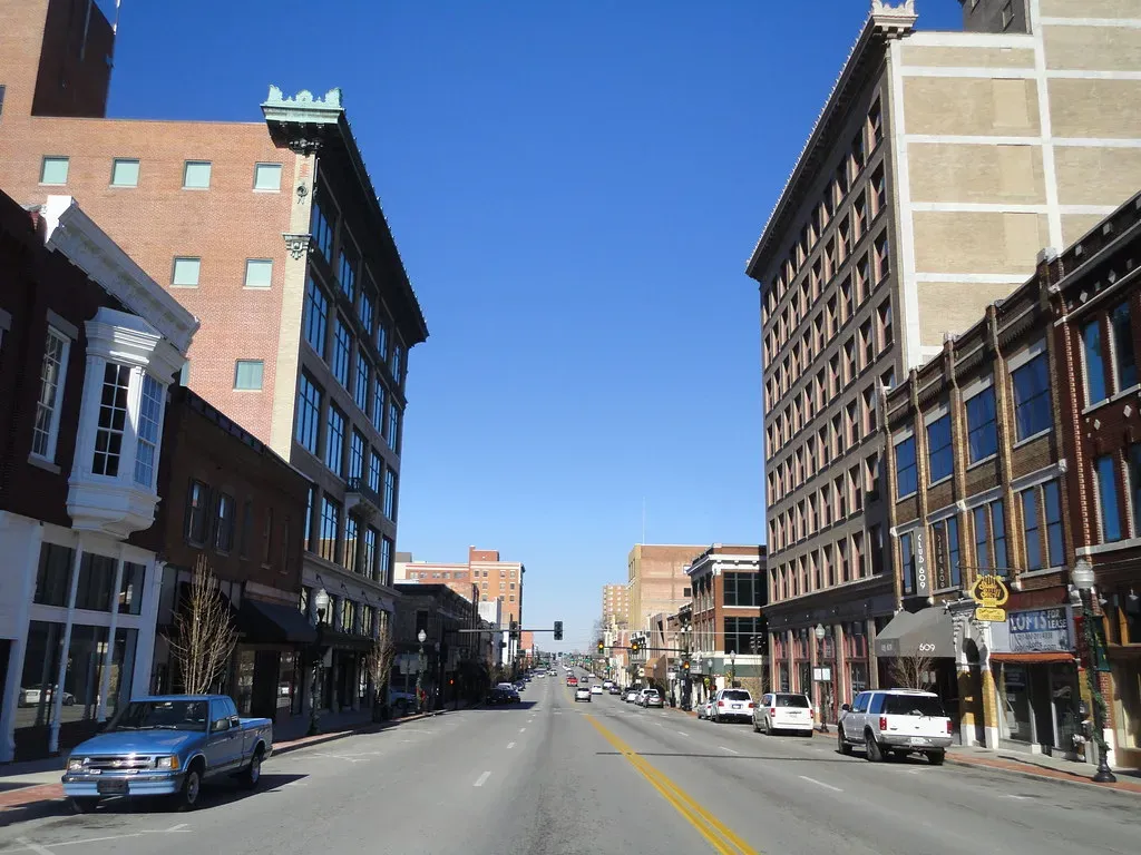 Historic downtown Main Street in Joplin, Missouri