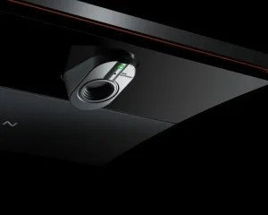 Golf simulator launch monitor, close up