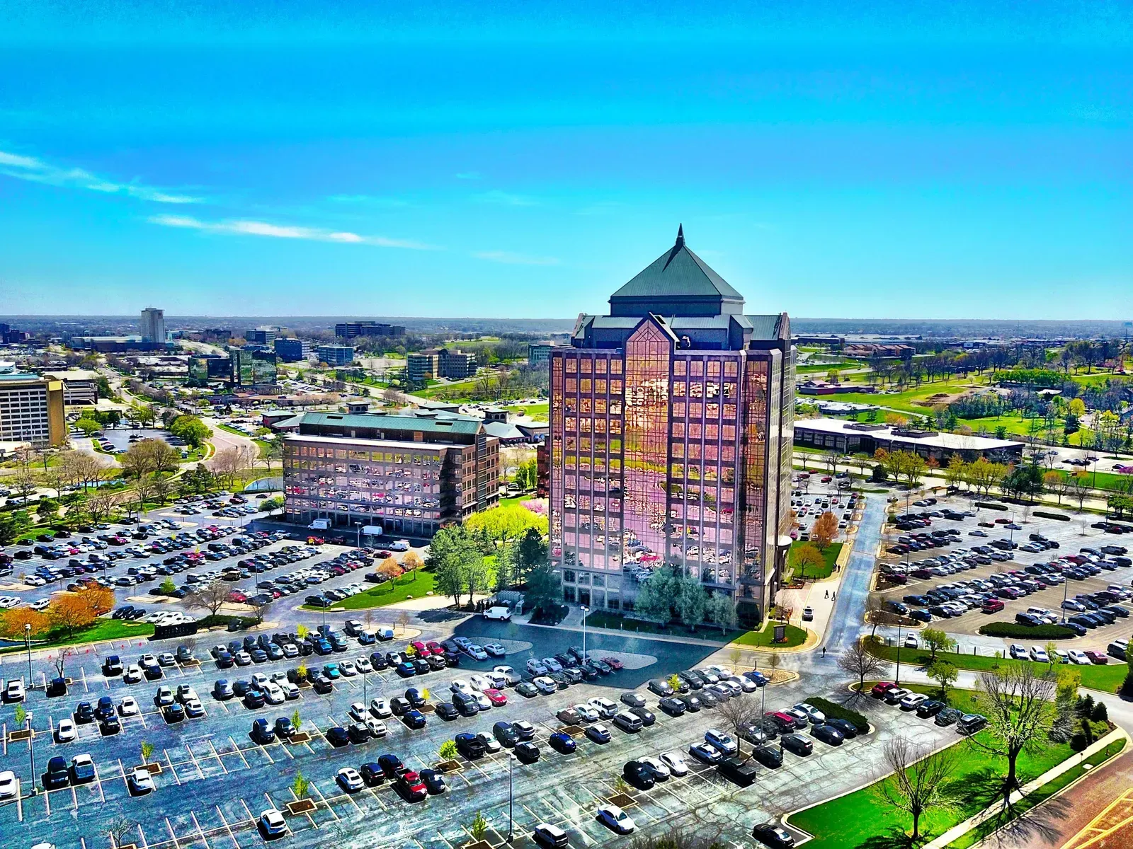 Aerial view of the office district in Overland Park, Kansas