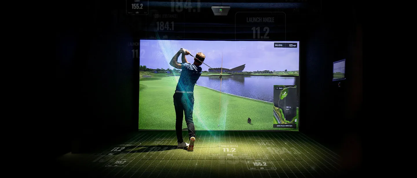 TrackMan iO in a finished Kansas City golf simulator room