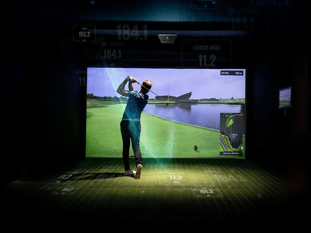 Finished Kansas City golf simulator room, ready to play.